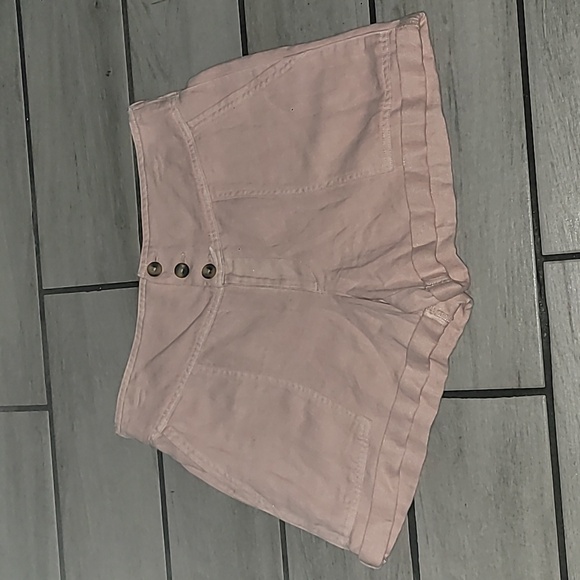 NWT Aerie Twill V-Waist Linen Blend Shorts in Pink Size Medium - Picture 2 of 6